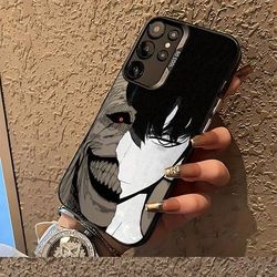 TEMU Cartoon Anime Solos Leveling Black And Phone Case Suitable For Galaxy S25 S24 S23 S22 S21 S20 Fe 4g 5g Anti-drop Matte Back Cover