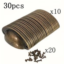 TEMU 30pcs Set Contains 10 Vintage Style Recessed Metal Drawer Pulls And 20 Screws For Cabinets, Dressers, Bins, With Polished And Mounting Hardware, Home Furniture