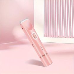 TEMU Compact Pink With Dual- 2-in-1 Rechargeable Hair Trimmer & Shaver, Usb Charging, 400mah Lithium Battery, Ideal For Bikini Line, Underarms, Legs, & Face, Mini Portable Shaver