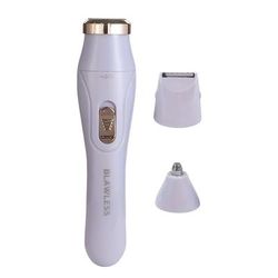 TEMU Feiyba 3-in-1 Electric Hair Remover For Women - Painless Grooming With Hair Shaver, Eyebrow Trimmer & Nasal Hair Trimmer, Usb Rechargeable, Stainless Steel Blade, White