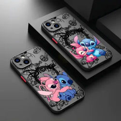 Cartoon Simplicity Stitch Angel Phone Case For Samsung Galaxy S25 S24 S23 S22 S21 S20 FE Plus Ultra 5G Matte Magnetic Back Cover