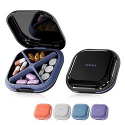 TEMU A Small Light-proof Medicine Box With 4 Compartments, Ideal For Travel, Portable Pill Organizer, Pocket-sized Pill Container, Compact Medicine Box For Vitamins And Medications.
