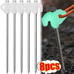 Luminous Tent Pegs Glow in Dark Heavy Duty Galvanized Steel Stakes Anti Rust Ground Nails Hook Outdoor Camping Tent Accessories