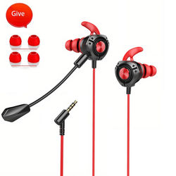 TEMU Dual Microphone Gaming Headset, 3.5mm Wired In-ear With Volume Control, Open-back Earcups, Compatible With Cellphones, Pc, Adult - Plastic Material, Uncharged, No Battery Required