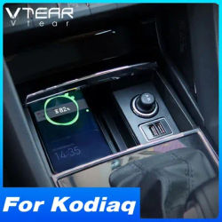 Car Wireless Charger For Skoda Kodiaq Karoq Accessories Interior Modification 15W Fast Phone Charging Holder Adapter 2020-2017