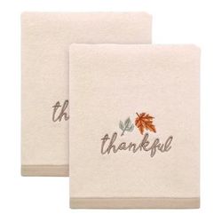 "Thankful" Decorative Hand Towel, Set of 2 by BrylaneHome in Thankful