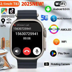 New 4G SIM Card and Camera Video Call SmartWatch Whatsapp Notification AMOLED Screen Custom Dial Support TWS Earphone Connection