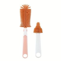 TEMU 2pcs Silicone Bottle Set - Anti-colic Feeding Kit With & Cleaning Brush, Leakproof Milk Bottles (blue/pink/) | 0-12 Months Essentials