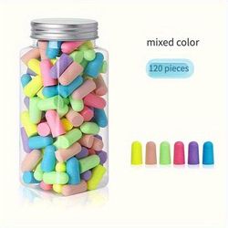 TEMU 120pcs-pack Reusable Sleep Earplugs, Office& Home Nap Solution, Sound-blocking Ear Cushions For Health& Home Care, Assorted Colors