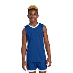 Sport-Tek YST900 Athletic Youth Rival Basketball Rev Jersey T-Shirt in True Royal/White size Medium | Polyester