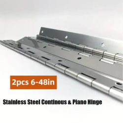 2PCS 6in to 48inch Piano Hinge Stainless Steel Rustproof long Hinge for Cabinet Doors Marine Furniture Wooden Box Custom Hinges