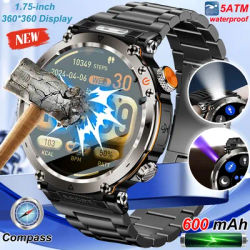 2025 nouvelle montre intelligente hommes boussole GPS lampe de poche LED 1.7 pouces écran 600mAh grande batterie moniteur de santé Sport BT appel Smartwatch