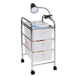 3-Drawer Rolling Storage Cart by BrylaneHome in Chrome Clear