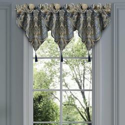 Messina Navy Window Ascot Valance by Royal Court in Navy (Size ONE SIZE)