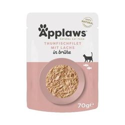 12x70g Tuna Fillet with Salmon Broth Pouches Adult Applaws Wet Cat Food