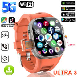 New Watch Ultra Smart Watch Video Call Smartwatch 4G/5G SIM Card GPS WIFI Rotary Camera Global Call 2+16GB AMOLED Screen Watch