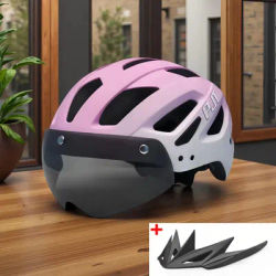 PJT 4 in1 Bike Helmet Adult Bike Helmet Dual Mode Goggle Sun Visor MTB Road Cycling Helmet Lightweight Breathable Bicycle Helmet