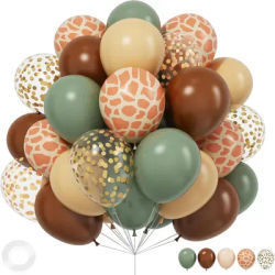 35 pièces/ensemble 12 pouces cerf vert sauge imprimé confettis ballon ensemble Zoo Jungle dinosaure thème anniversaire mariage remise des diplômes décorations