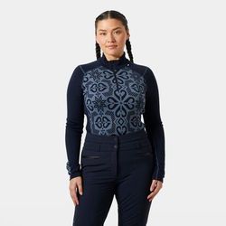Helly Hansen Women's Lifa Merino Midweight Graphic 1/2 Zip Base Layer Blue L
