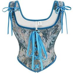 Retrò Vintage Medievale Rinascimento Corsetto Gilet Bustino Allacciato Floreale Jacquard Costume Per donna Celtico Fantasia Reale Halloween Carnevale Feste Casual Quotidiano LARP Adulti Corsetto
