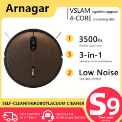 Arnagar S9 Robot nettoyeur 2600mAh 3500Pa aspirateur Robot nettoyeur à faible bruit auto-vide balayeuse électrique Robot balayeuse par contrôle APP