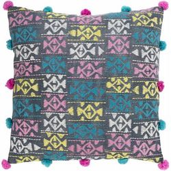 Tennent 20" Square Cotton Aqua/White/Dark Blue/Lavender/Purple/Yellow/Navy Throw Pillow - Boutique Rugs
