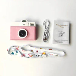 108P HD Instant Print Youngsters Camera with Rainbow Stripe Design – USB Rechargeable, Includes 1 Photo Rolls & Accessories