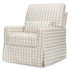 Namesake Crawford Pillowback Comfort Swivel Glider - Tan Gingham