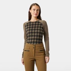 Helly Hansen Women's Lifa Merino Midweight Graphic Crew Base Layer Brown S