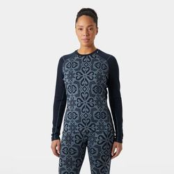 Helly Hansen Women's Lifa Merino Midweight Graphic Crew Base Layer Blue XL