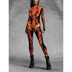 Body Catsuit a Corpo Intero Teschio Scheletro Costume Spaventoso Bambini Adulti Per uomo Per donna Ragazzi Halloween Carnevale Giorno della morte Club Feste Performance Vestirsi