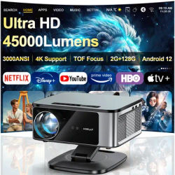 2025 HORLAT 45000 Lumens 4K UHD Projector Laser TOF Focus Android 14 WiFi 6 1080P Full HD Daylight Home Theater Movie Projector