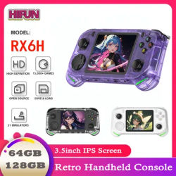 Open Source RX6H Retro Handheld Video Game Console Linux System 3.5inch IPS Screen Portable Pocket Video Player 64GB 128G Games
