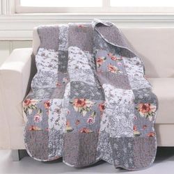 Giulia Patchwork Print Quilted Throw Blanket by Greenland Home Fashions in Gray (Size OS)