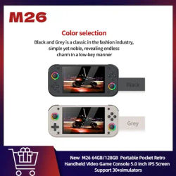 2025 M26 64GB/128GB Portable Pocket Retro Handheld Video Game Console 5.0 Inch IPS Screen Support 30+simulators