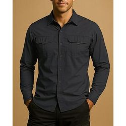 Per uomo camicia cargo Camicia da escursionismo Camicia militare Manica Lunga Collo ripiegato Maglietta Top Esterno Asciugatura Rapida Leggero Traspirante Cotone Nero Verde militare Cachi Caccia