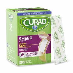 Curad Sheer Adhesive Bandage, 3/4" x 3", 80/Box, 1 BX (CUR02279RBZ)