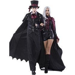 coppie cosplay vampiro costumi di coppia uomo donna film cosplay costume cosplay festa cappotto nero gilet pantaloni halloween carnevale mascherata