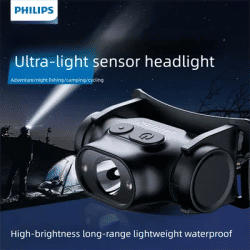 PHILIPS LED lampe frontale capteur tête lampe de poche dix Types d'éclairage phare Rechargeable Camping en plein air pêche course de nuit