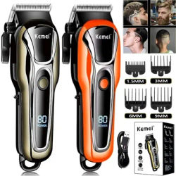 Kemei PG1990 Professional Barber Hair Clipper Electric Clipper USB Rechargeable Hair Trimmer for Men LCD Display Haircut Machine
