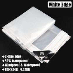 0.1mm Transparent Tarpaulin For Outdoor Gazebo, Pergola, Window | Windproof & Waterproof Garden Awning Canvas 1x1m White Edge