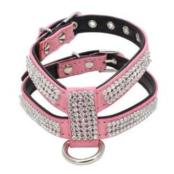 Adjustable Pet Collar: Bling Rhinestone, Quick Release, PU Leather M 5