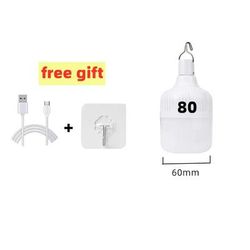 USB Rechargeable LED Emergency Lights: Portable Lanterns For Outdoor, Camping, BBQ Battery Powered Lamp Bulb 1pc 80w