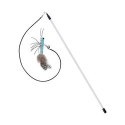 Interactive Cat Toy Wand: Dr. DC Steel Wire Teaser With Feather, Bell, And Butterfly Ball Long lasting Fun For Cats! Color: Blue A