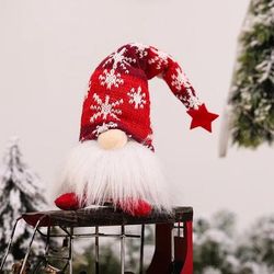 Enchanting Faceless Christmas Gnome Night Light Perfect Holiday Ornament & Gift red A