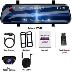 2.5K Mirror Dash Camera With Touch Screen And Parking DVR a37 10m Sony Rcc 32gb