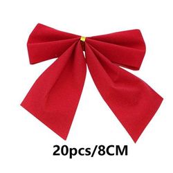 Christmas Garland: 2M Wall & Door Decor With Bowknot Ornaments Tinsel Strips For Home & Party Supplies Color: 20PCS Red Bow