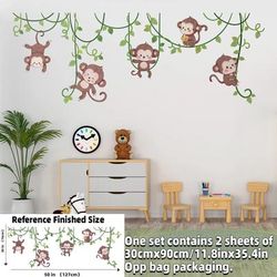 Safari Jungle Woodland Animals Wall Decals For Nursery Kids Bedroom Decor 5 Monkey