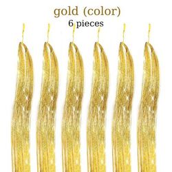 48 Inch Fairy Hair Tinsel Kit 1200 Sparkling Hair Extensions In 12 Colors gold 36 Inches