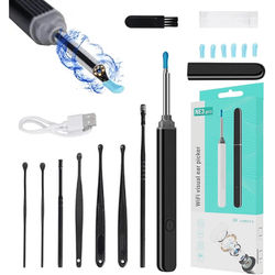 NEW LED Ear Wax Cleaner With 1080P HD Camera Otoscope, Wireless Ear Cleaning Kit With Light For IPhone & Android, Black NEW LED Ear Wax Cleaner With 1080P HD Camera Otoscope, Wireless Ear Cleaning Kit With Light For IPhone & Android, Black